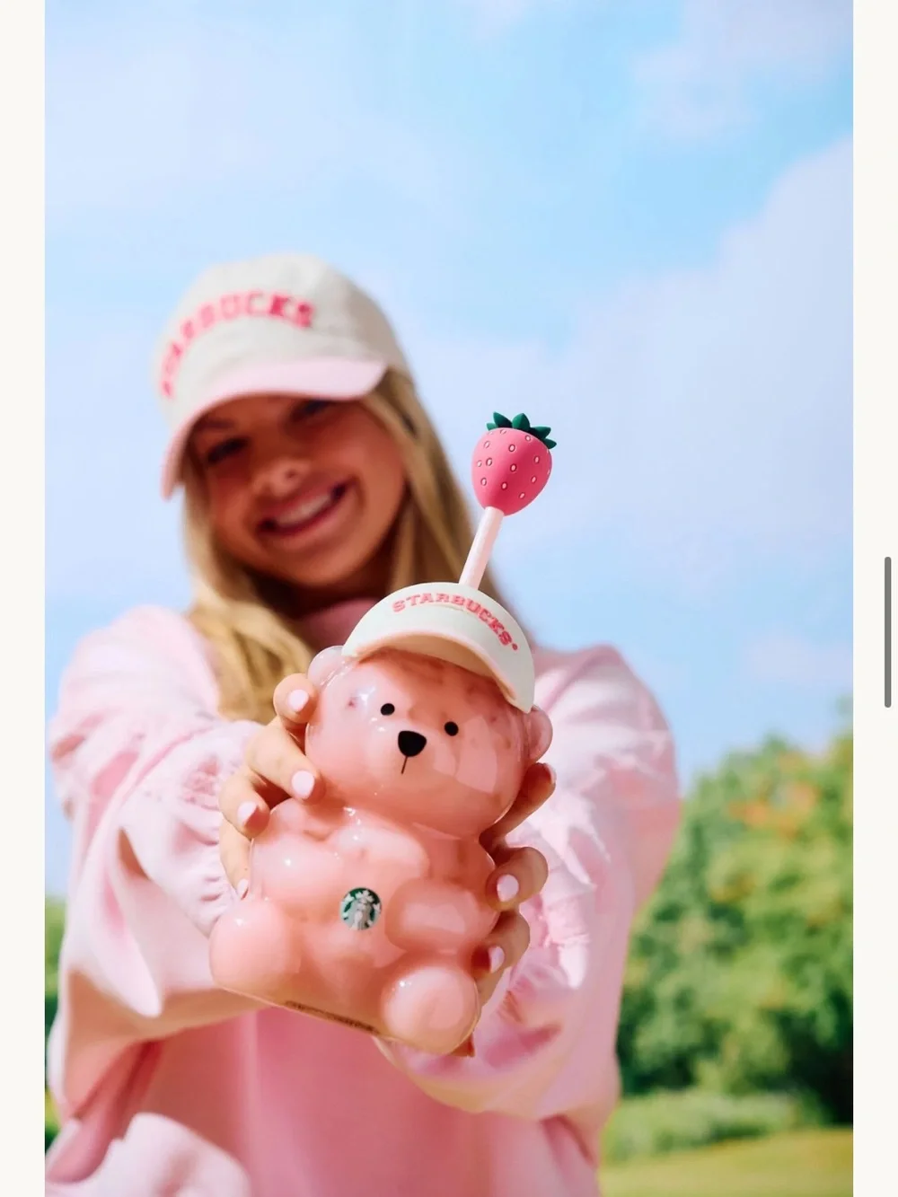 Starbucks Bearista Pink Summer 2026 Limited Edition Ball Cap Strawberry Bear